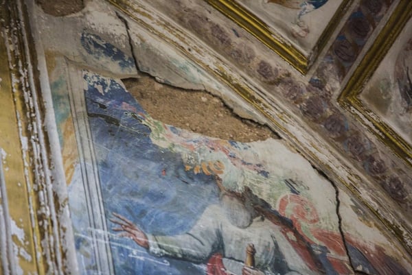 Imagen del estado de las pinturas murales de la capilla de Santa Ana o de los Orduña ( Almagro )