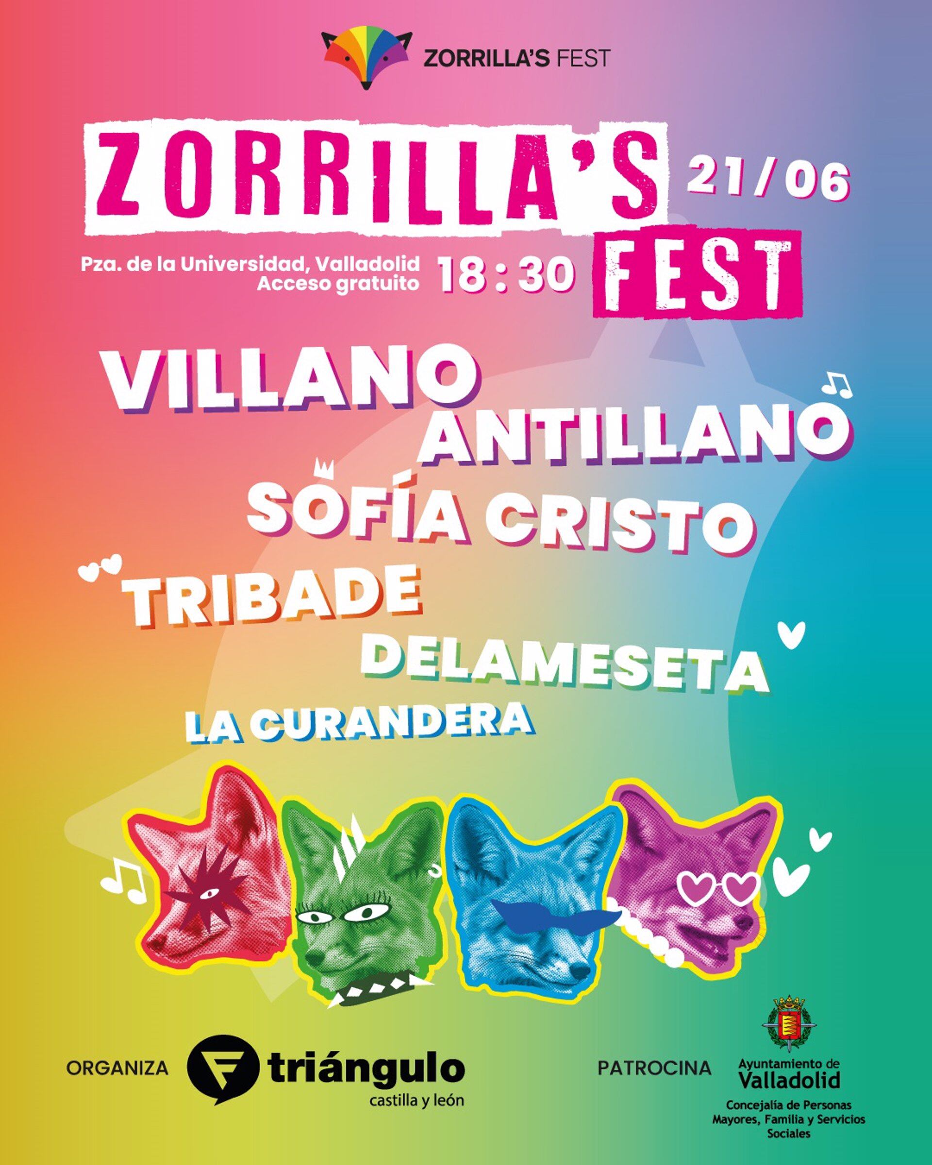 Villano Antillano encabezará el cartel del Zorrilla&#039;s Fest 2025, festival musical organizado por la Fundación Triángulo que se celebrará el 21 de junio en la Plaza de la Universidad de Valladolid por cuarto año que se celebra con motivo del mes del Orgullo LGBTI.