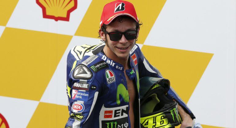 El italiano Valentino Rossi después de terminar tercero en el Gran Premio de Sepang.