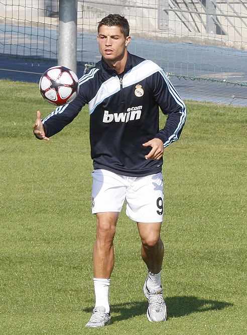 Cristiano Ronaldo, durante el entrenamiento