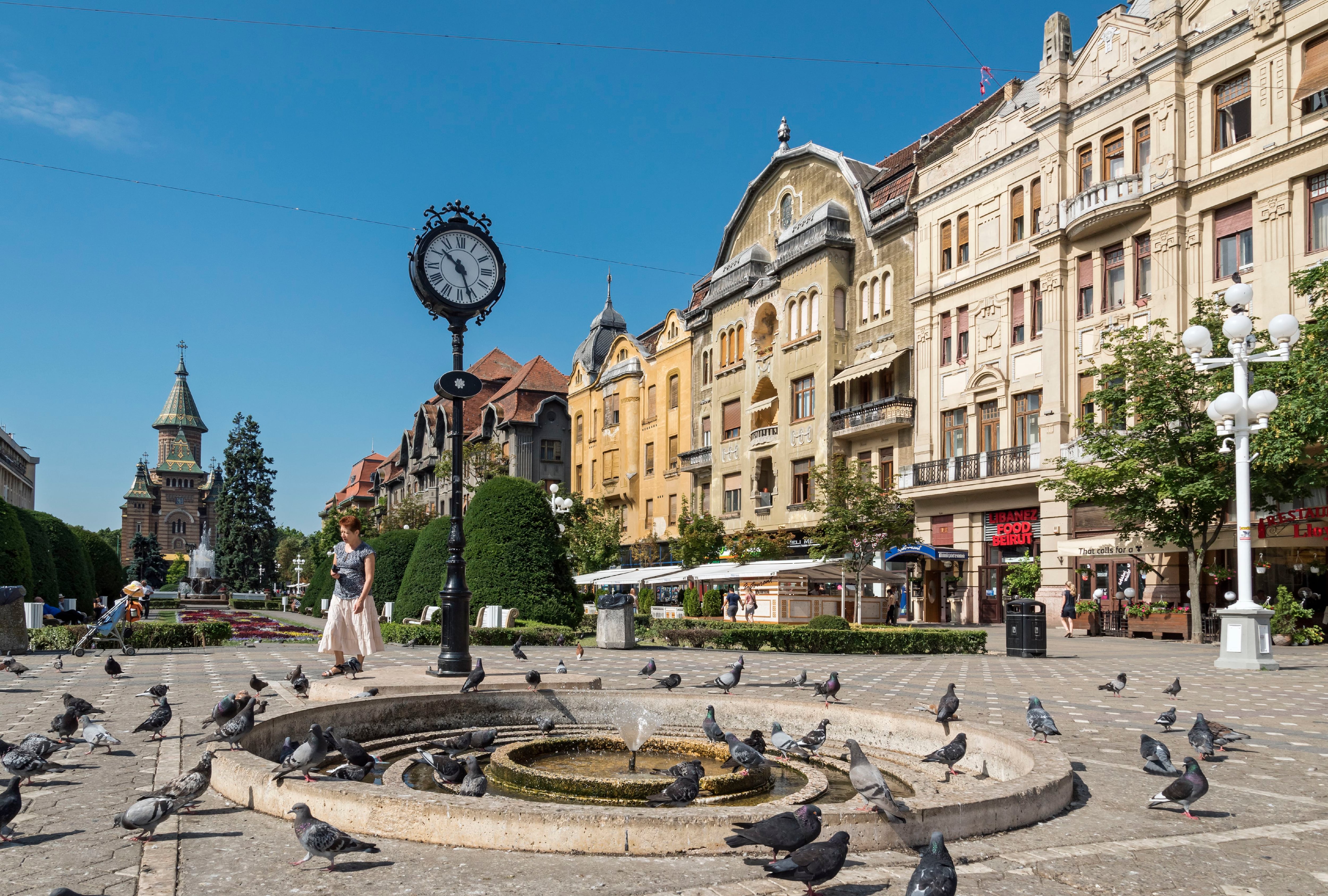 La plaza de la Victoria en la ciudad rumana de Timisoara