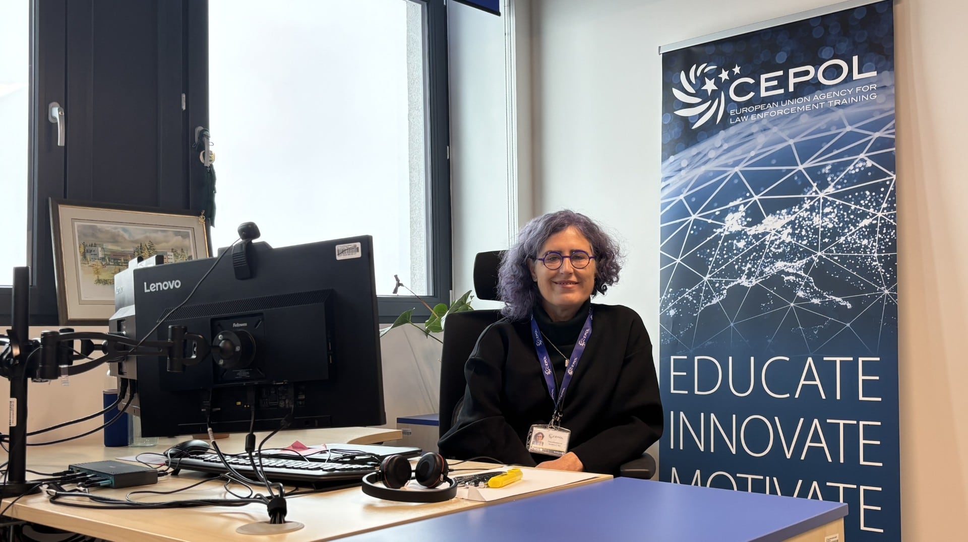 Montserrat Marín en su despacho en la sede de CEPOL en Budapest