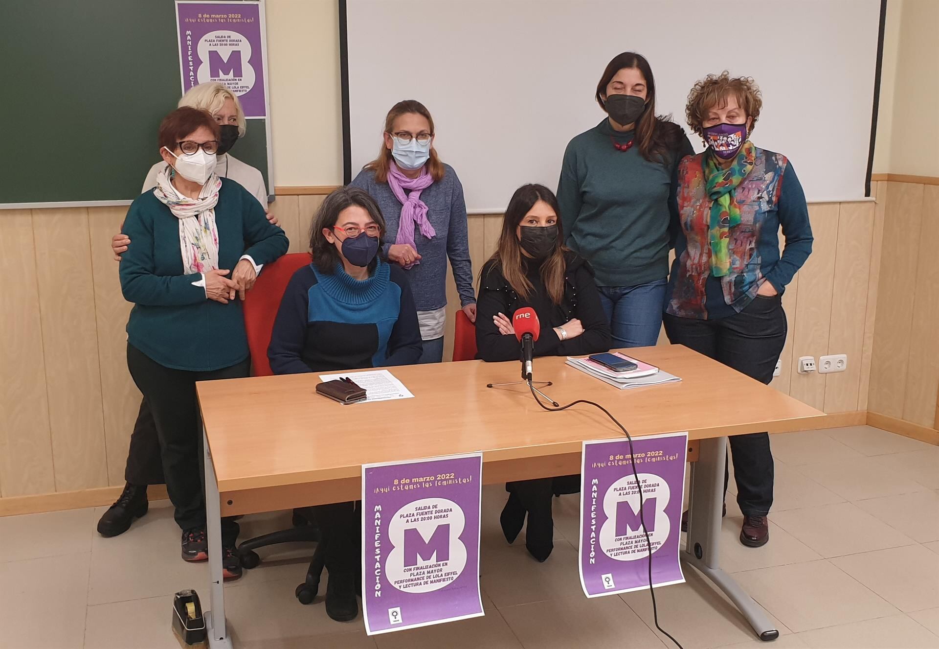 Parte de la Coordinadora de Mujeres de Valladolid durante la presentación de las movilizaciones