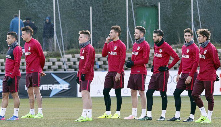 Giménez y Lucas, durante el entrenamiento junto al resto de compañeros