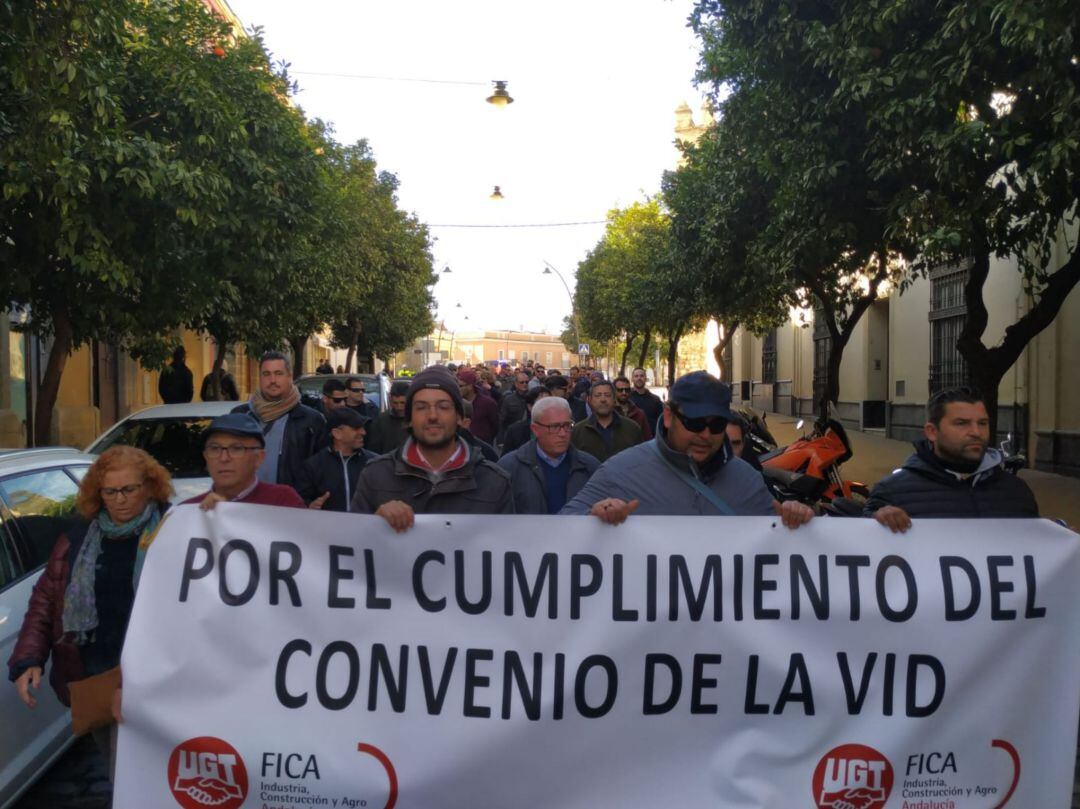 Una de las protestas de los trabajadores de la vid