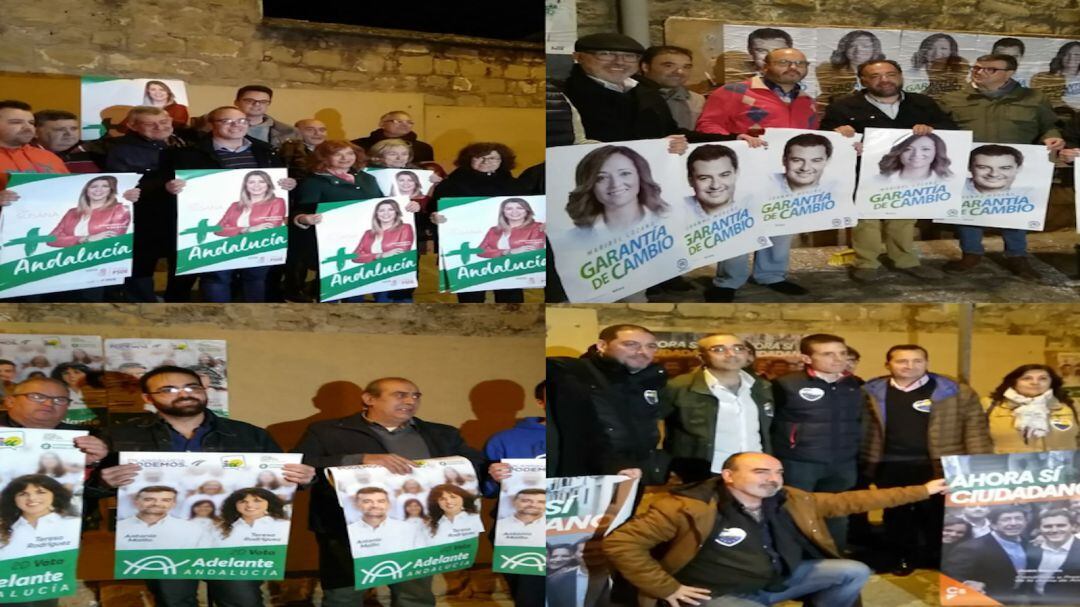 Militantes y simpatizantes de los cuatro principales partidos participan en la pegada de carteles