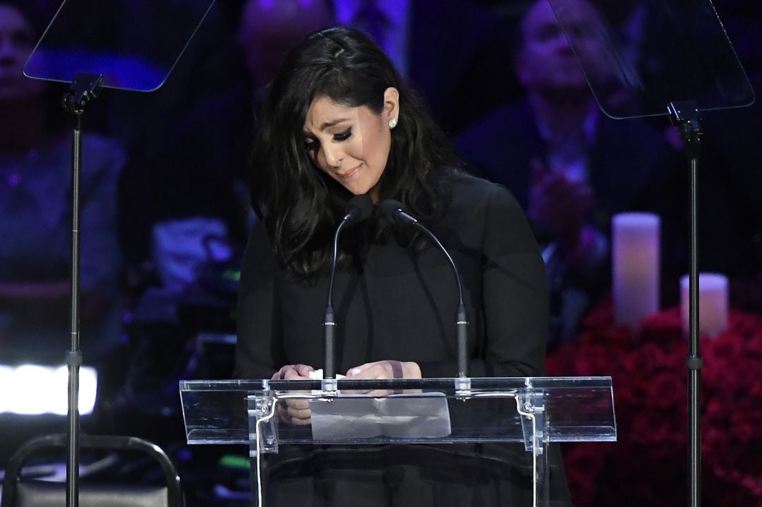 Vanessa Bryant, durante la &quot;celebración de la vida&quot; en recuerdo de Kobe y Gianna Bryant, este lunes