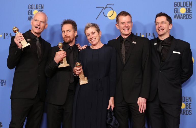 Martin McDonagh, Sam Rockwell, Frances McDormand, Graham Broadbent y Peter Czernin celebran el éxito de &#039;Tres anuncios en las afueras&#039;