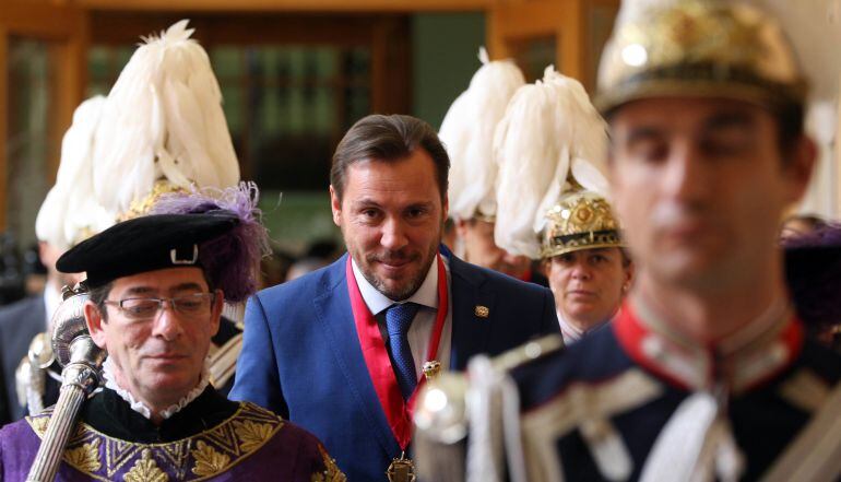 Óscar Puente, durante el acto de constitución del Ayuntamiento de Valladolid