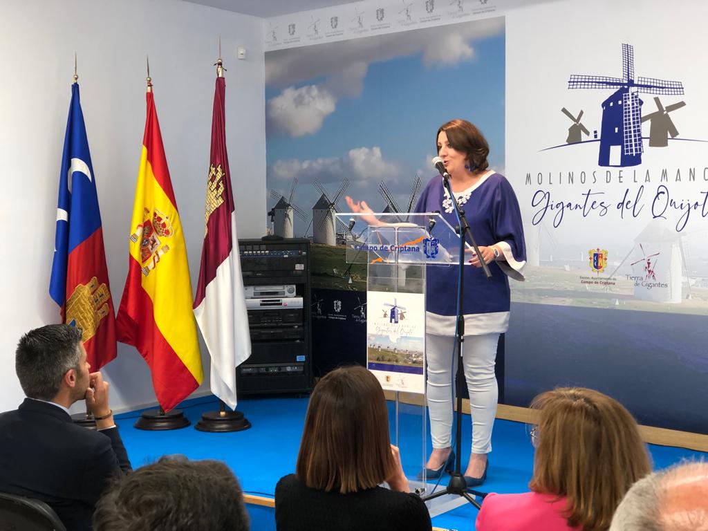 La consejera de Economía y Empleo, Patricia Franco, durante la inauguración del Centro de Interpretación del molino manchego