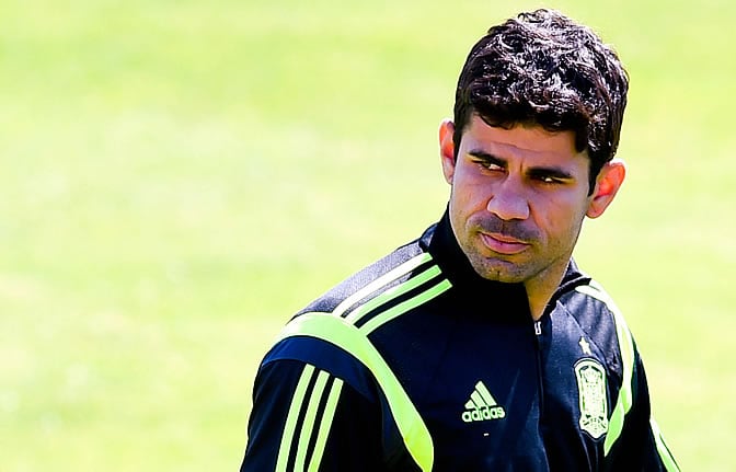 Diego Costa, durante un entrenamiento con la selección española