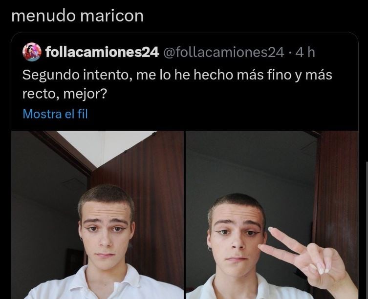 Un joven comparte las fotos de su maquillaje y es criticado en las redes sociales. Captura de X