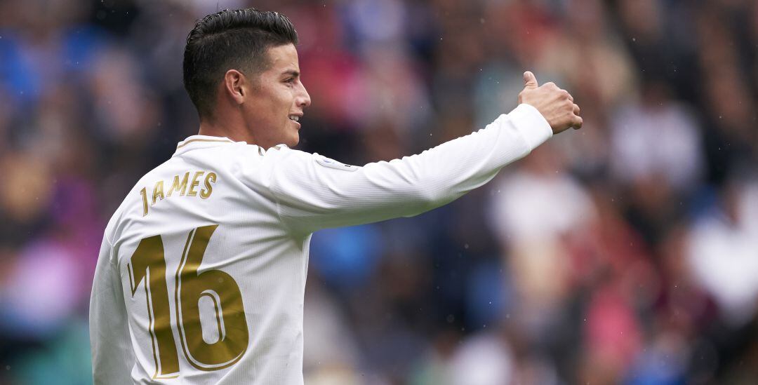 James Rodríguez, durante un partido de la presente temporada con el Real Madrid