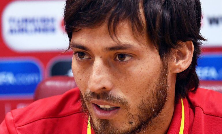 David Silva, durante su comparecencia en Skopje