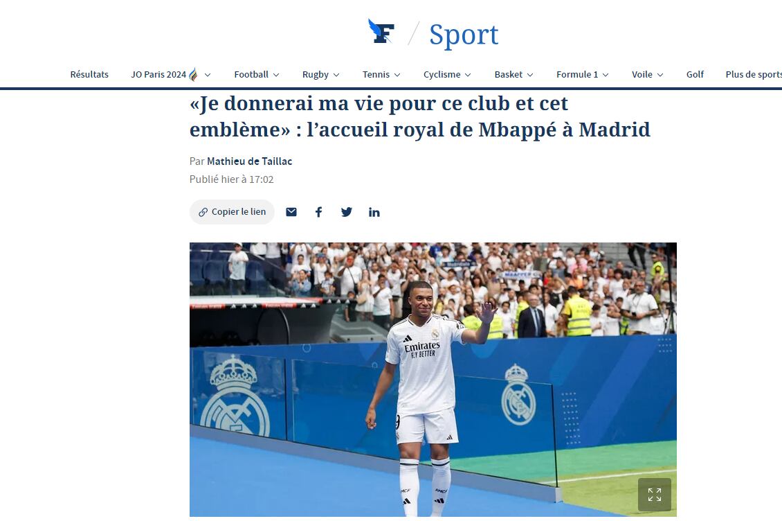 Le Figaro analiza la presentación de Mbappé.