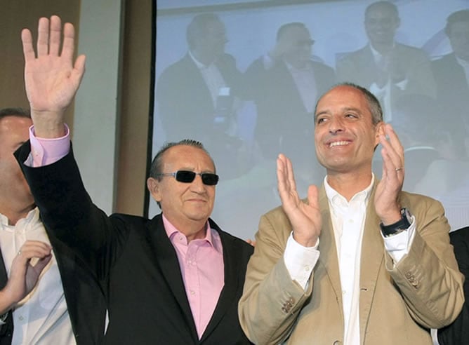 Carlos Fabra y Francisco Camps durante el acto de regreso del presidente de Castellón / EFE