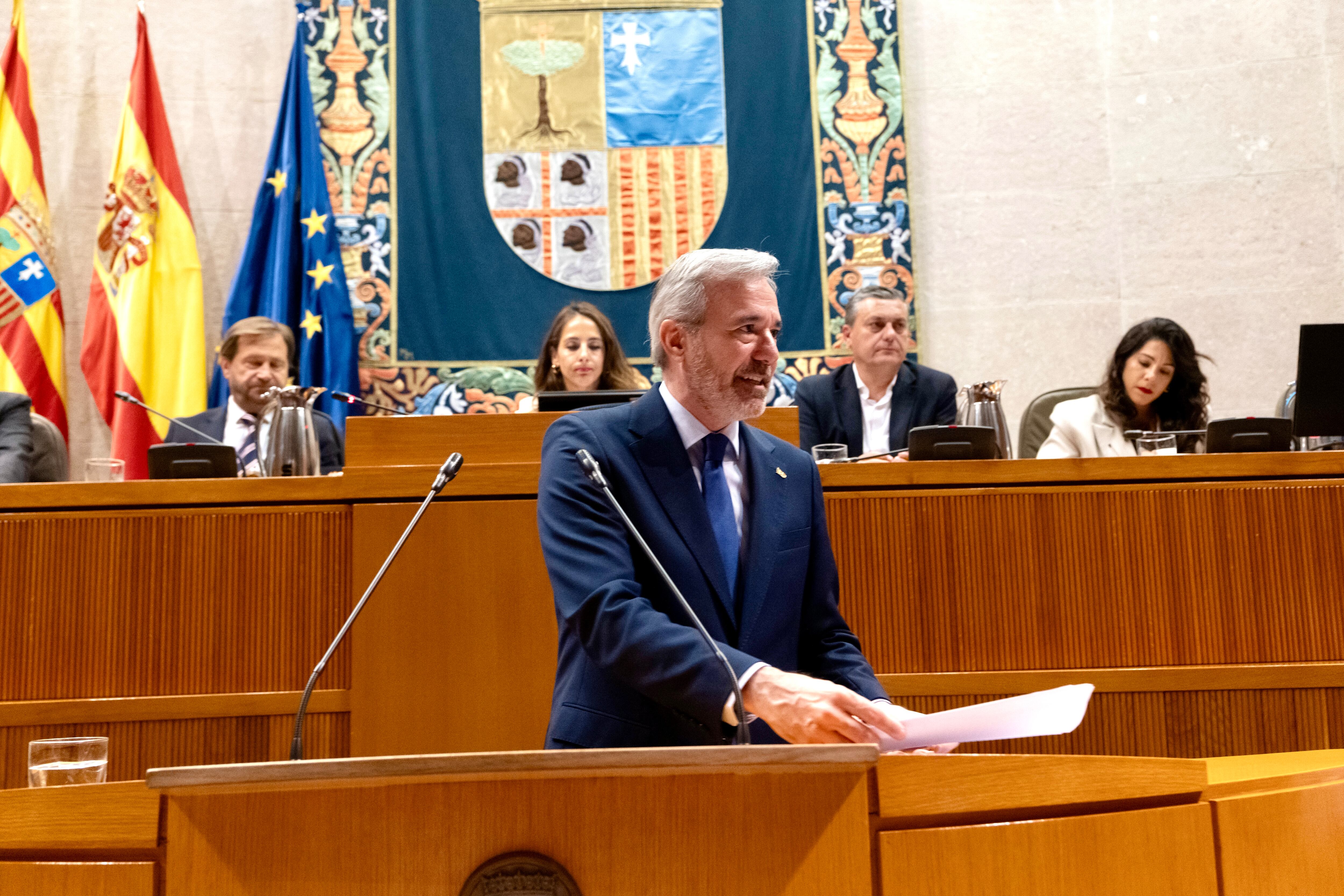 Jorge Azcón en su intervención en las Cortes de Aragón