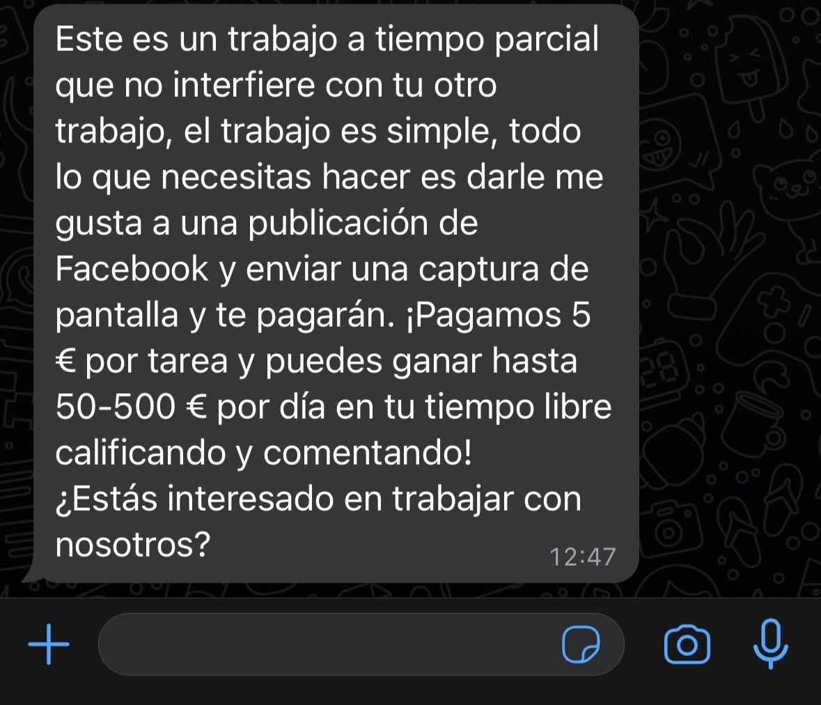 Así tratan de estafarte.