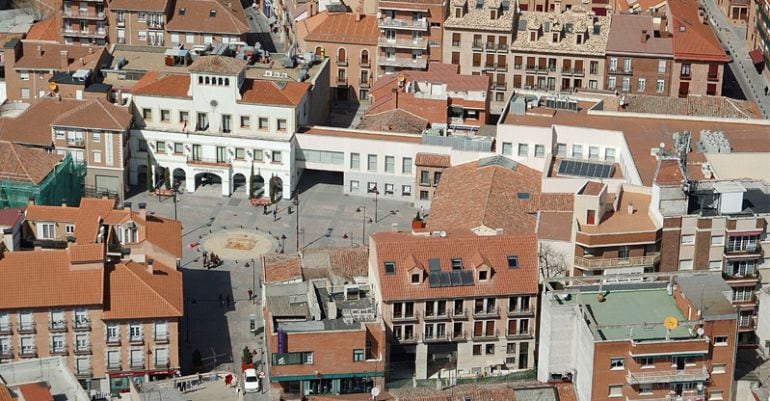 Vista aérea del ayuntamiento y casco antiguo de San Sebastián de los Reyes