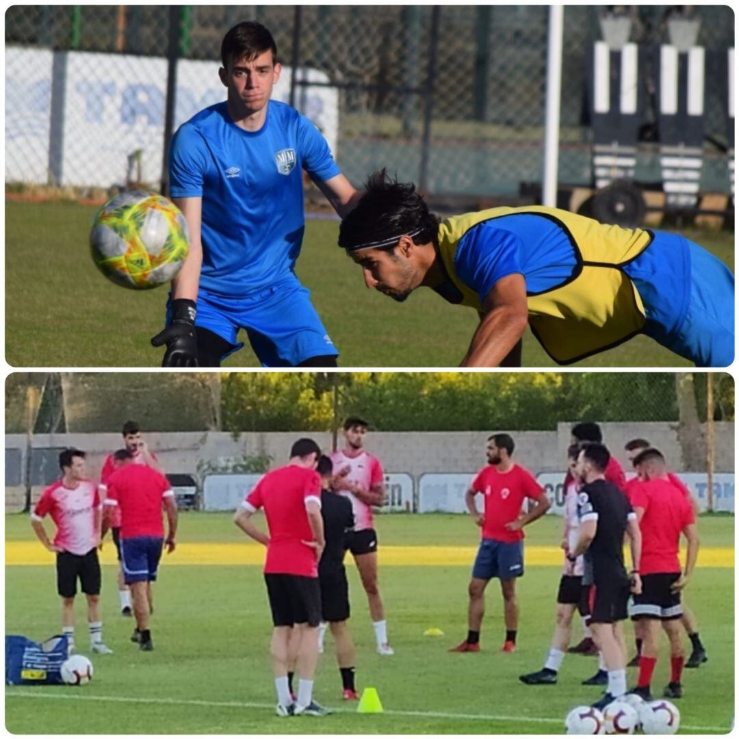 Entrenamientos de Mar Menor (arriba) y CD Algar (abajo) tras levantar las restricciones ocasionadas por la pandemia de COVID-19