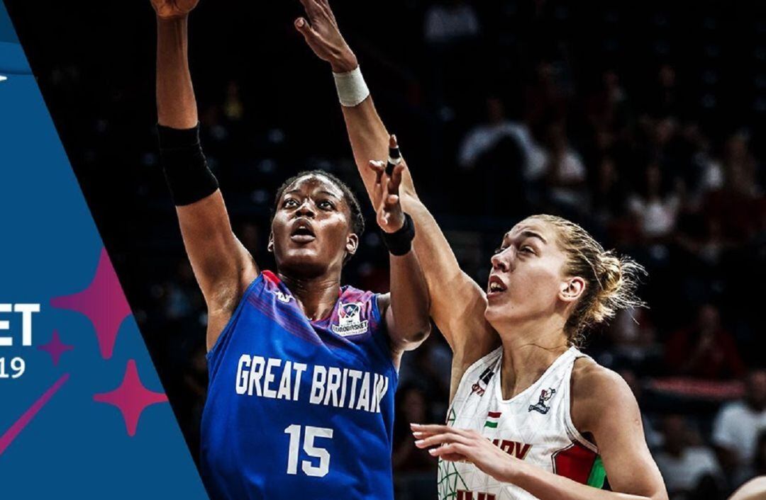 Temi Fengbele, con Gran Bretaña en el Eurobasket.