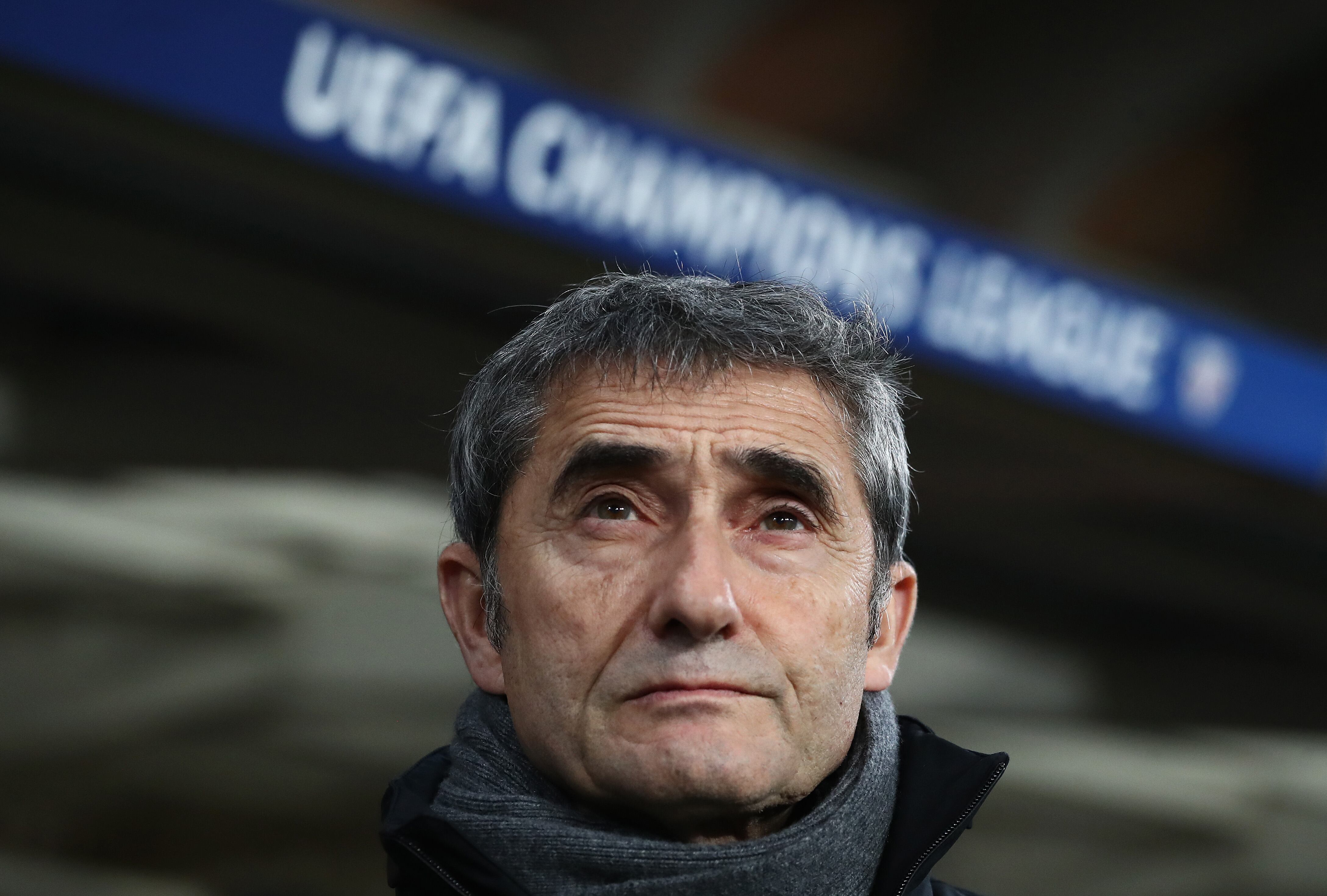 Ernesto Valverde en los minutos previos al duelo Atalanta-Athletic