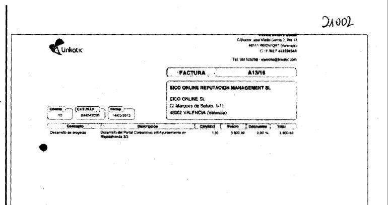 Pago de EICO a la empresa Linkatic por la web del Ayuntamiento de Majadahonda