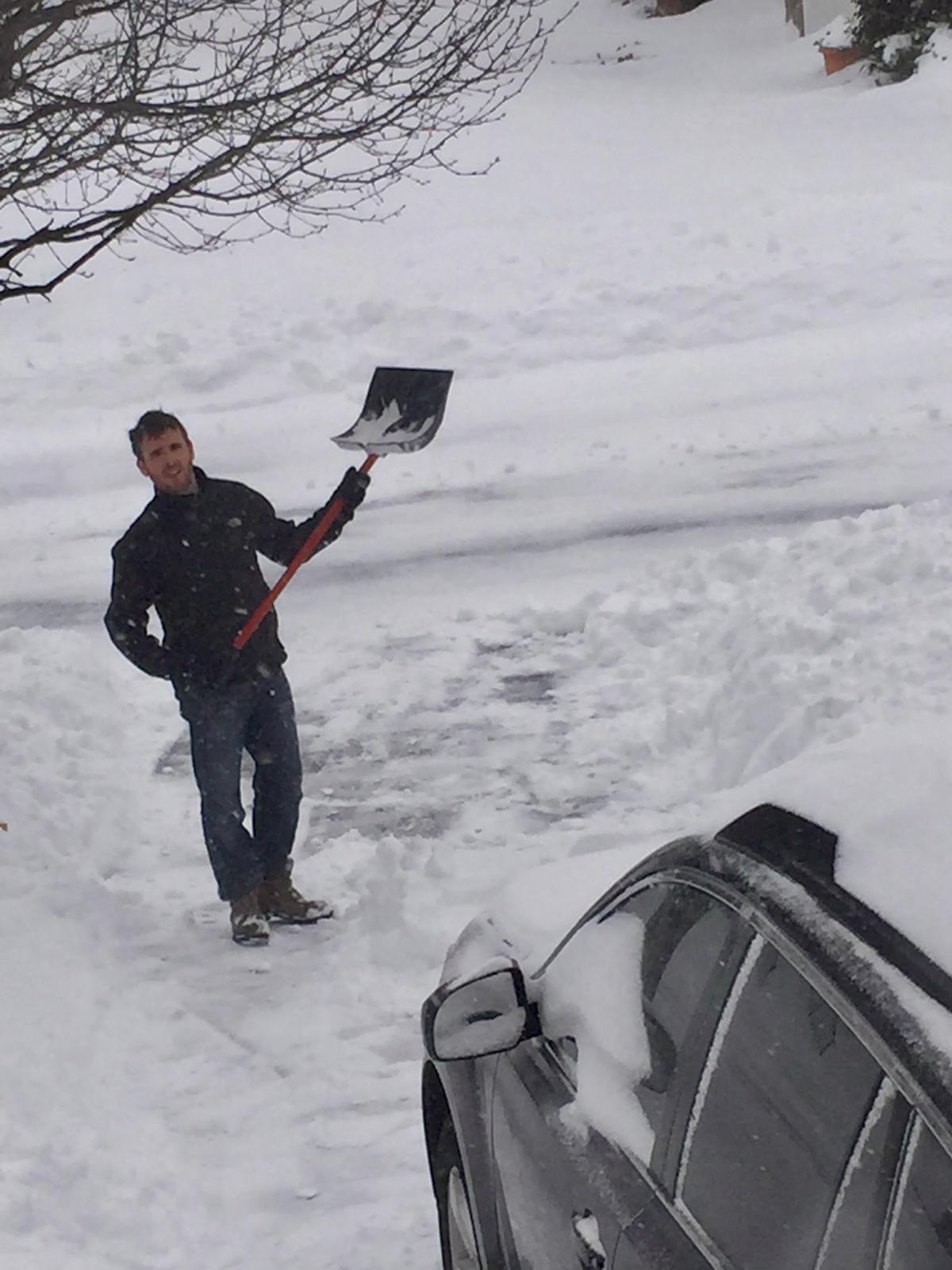 Retirando nieve cuando vivía en Filadelfia
