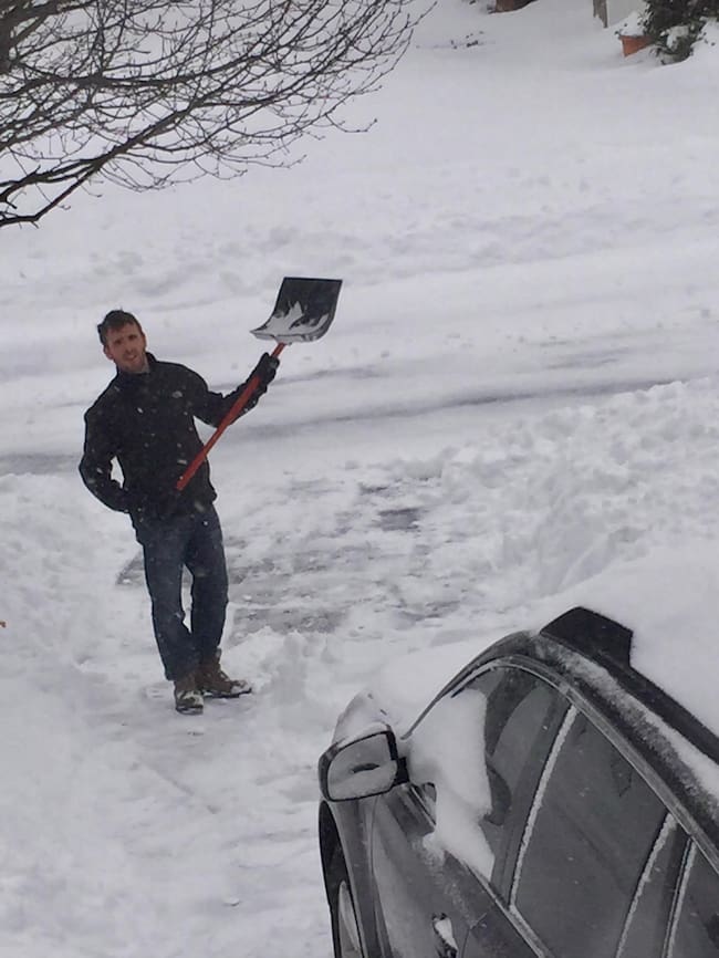 Retirando nieve cuando vivía en Filadelfia