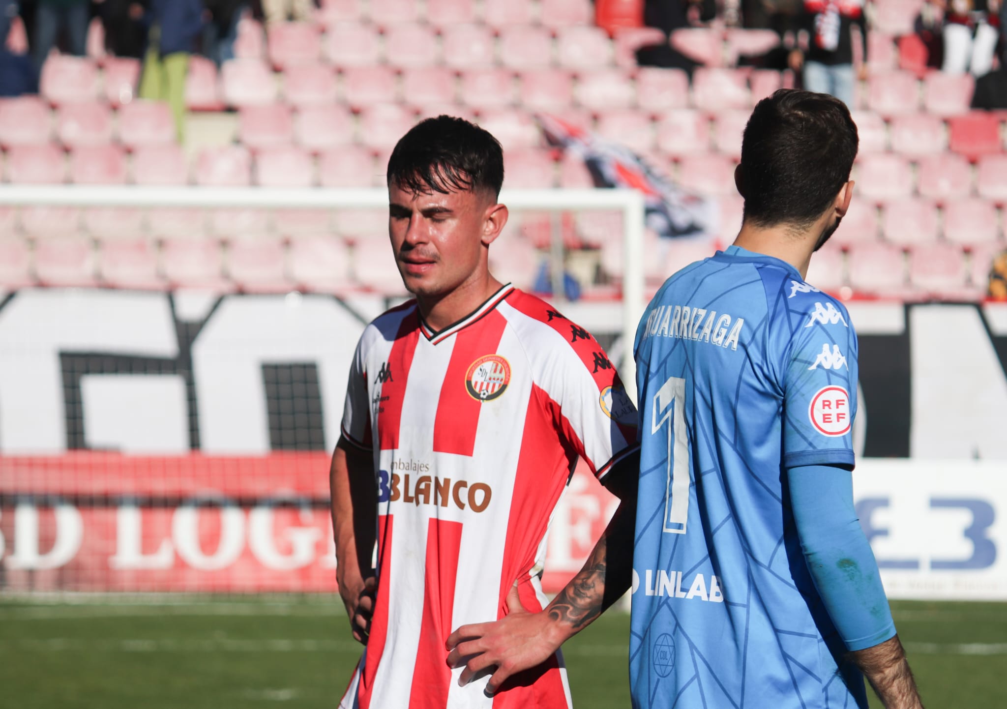 Adrián Trespalacios y Ander Iru fueron titulares en la derrota ante el Nàstic / SD Logroñés