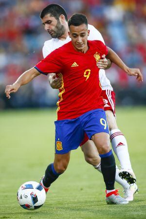 El centrocampista de la selección española Lucas Vázquez durante su debut en el partido amistoso ante Georgia.