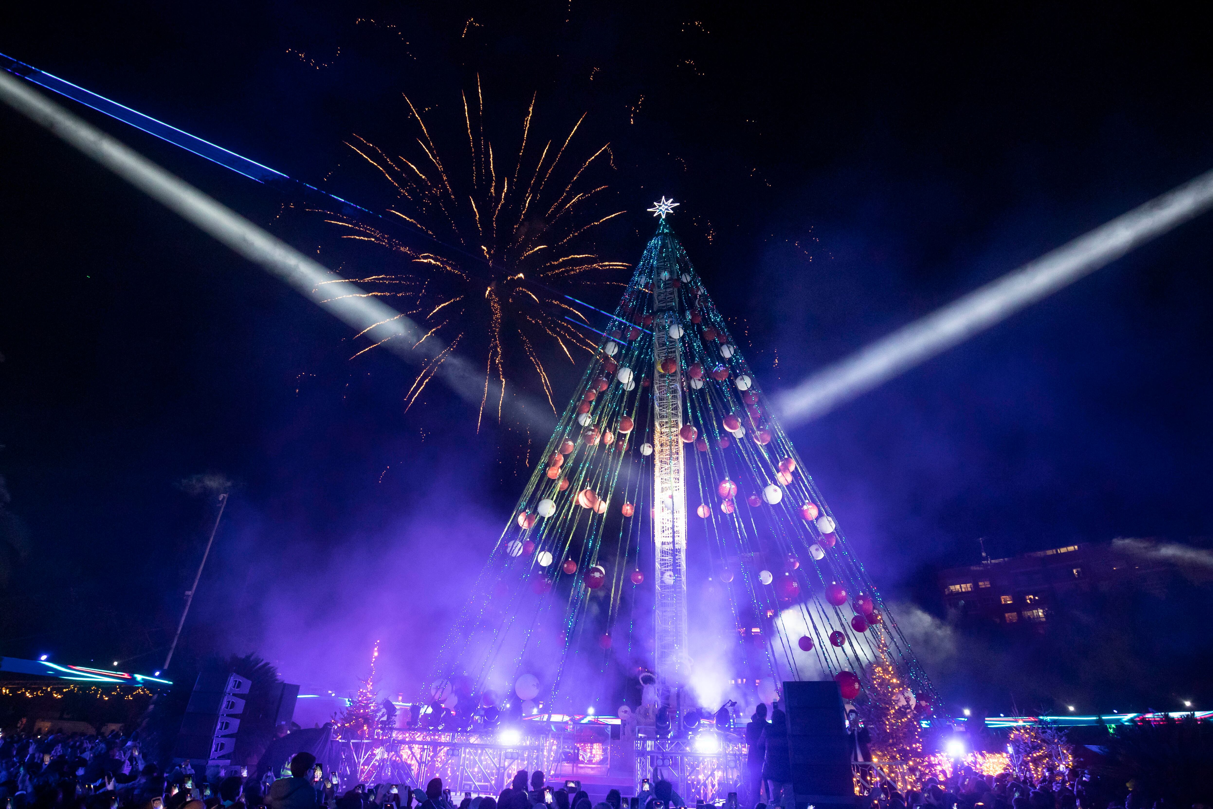 Imagen del Gran Árbol de Navidad instalado en la Plaza Circular de Murcia en 2023. EFE/Marcial Guillén