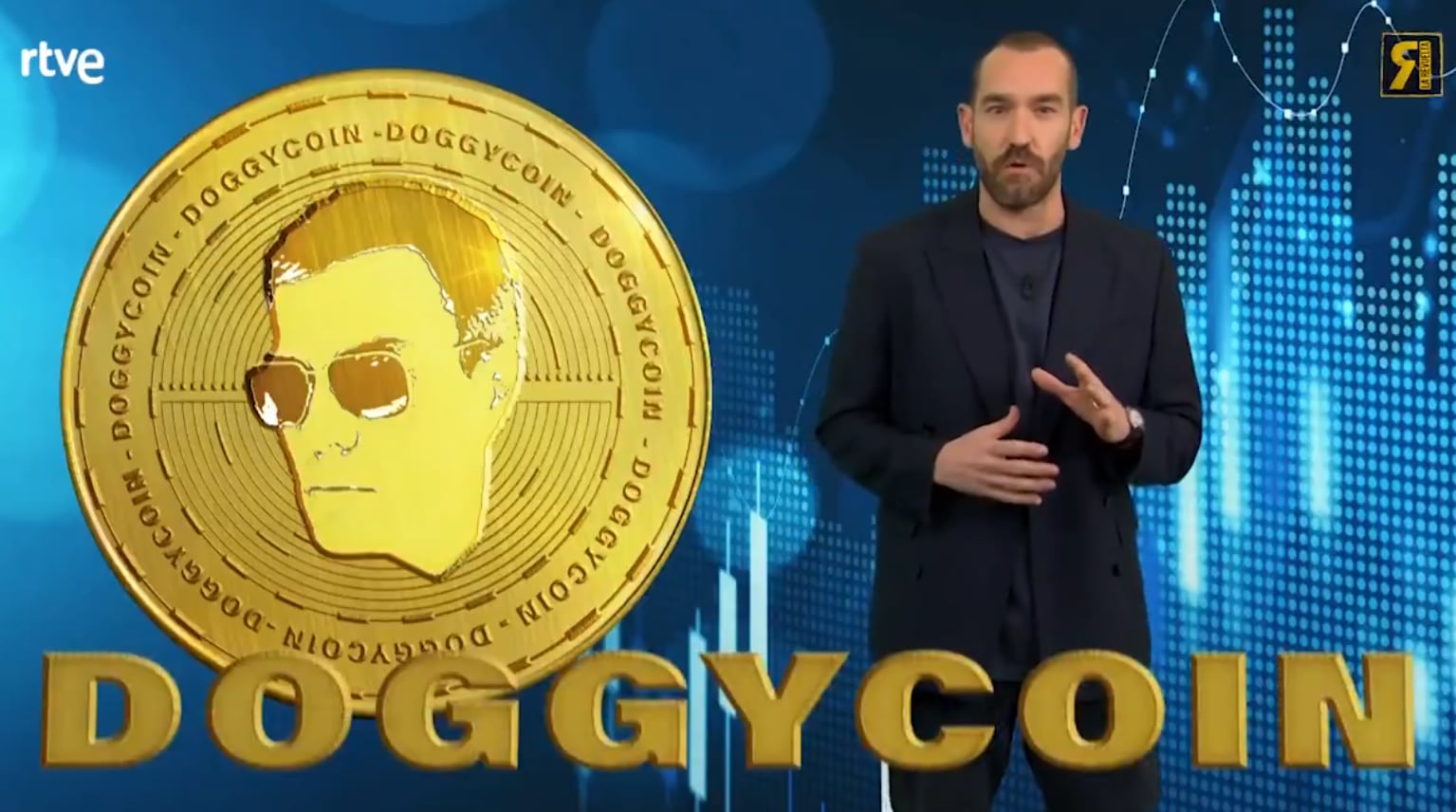 Jorge Ponce presentando la Doggycoin.