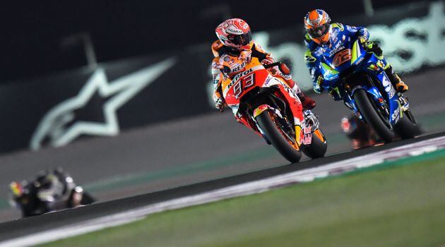 Marc Márquez y Alex Rins durante los entrenamientos