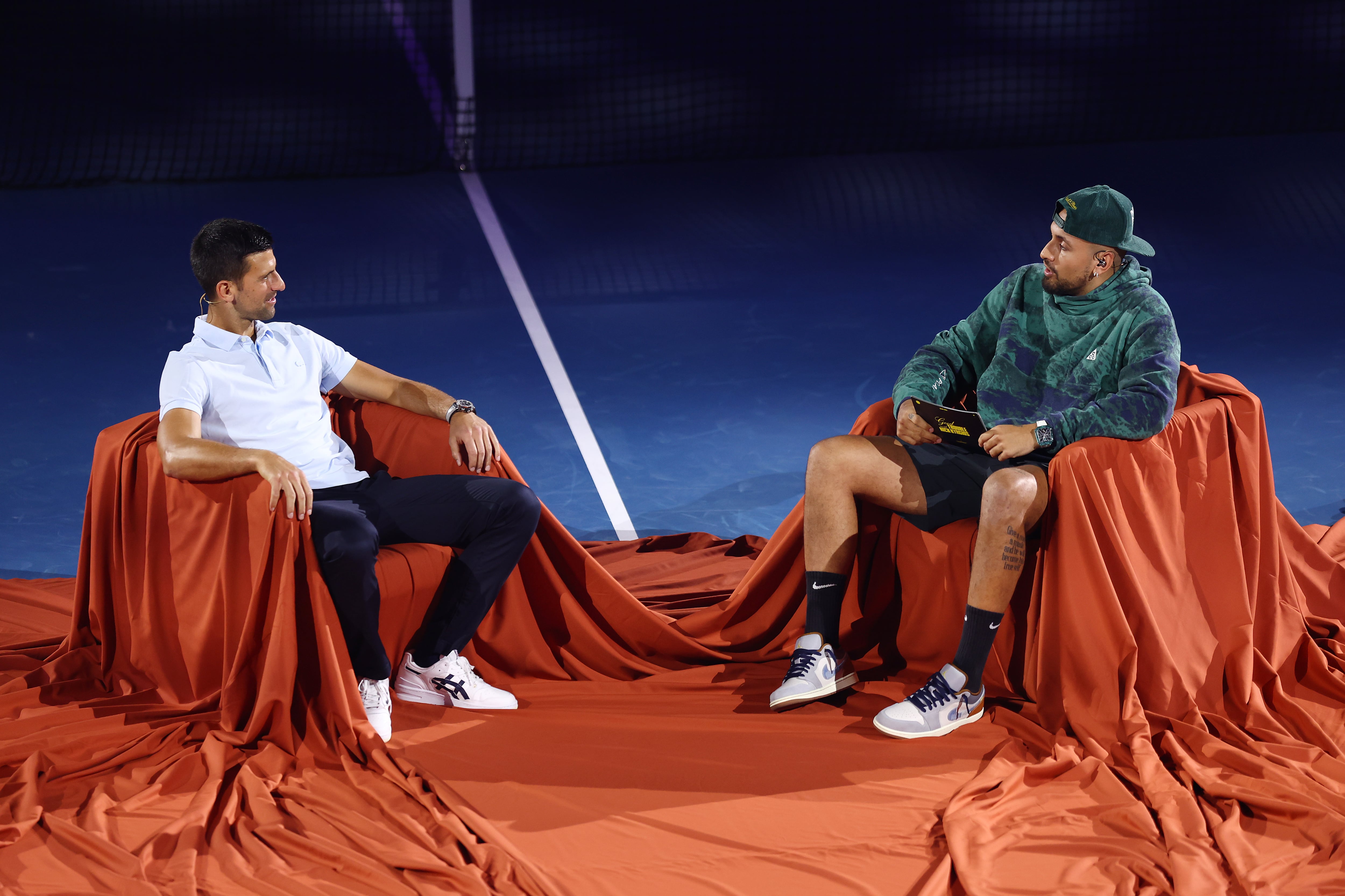 Nick Kyrgios y Novak Djokovic, juntos durante las jornadas previas al Open de Australia 2024