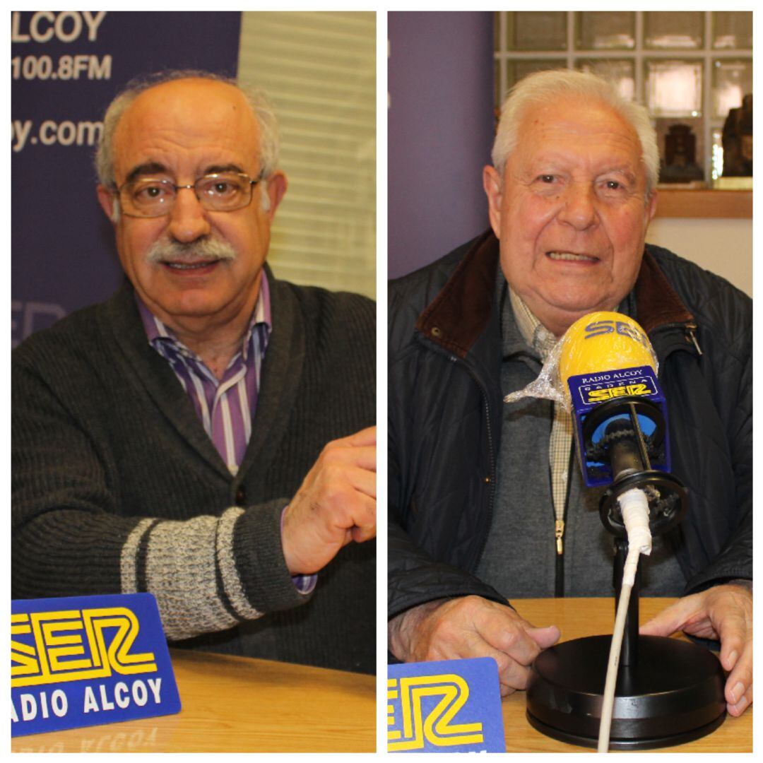 Pedro Juan Parra y Emili Castelló, en los estudios de Radio Alcoy