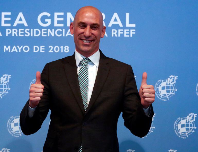Luis Rubiales tras conseguir la presidencia de la Real Federación Española de Fútbol