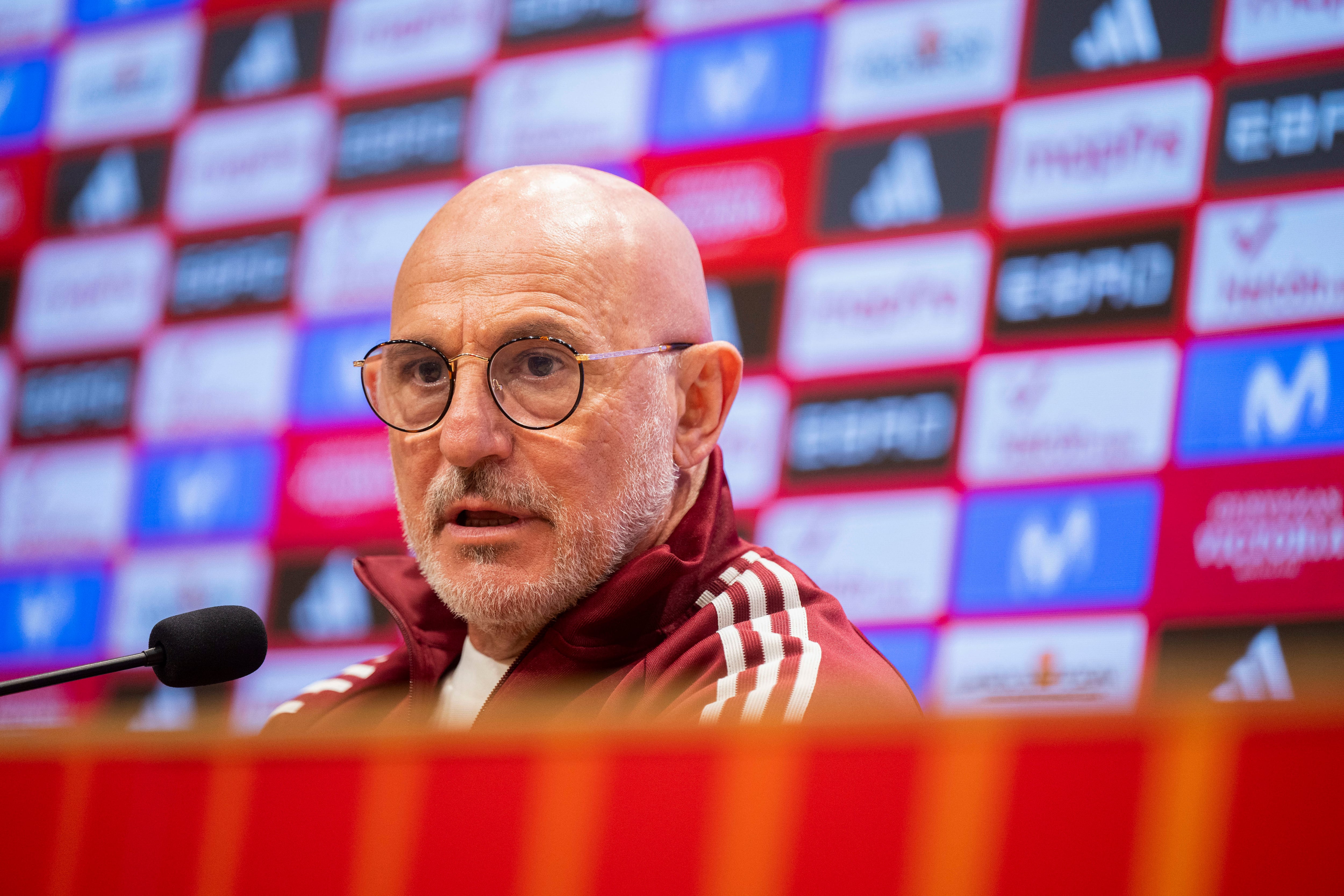 Luis de la Fuente, durante la rueda de prensa celebrada en el Estadio de la Cerámica