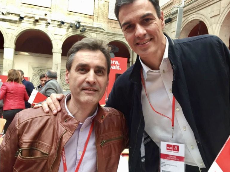 Francho Tierraseca y Pedro Sánchez, en el Comité Federal de PSOE en Alcalá de Henares (Enero 2017)