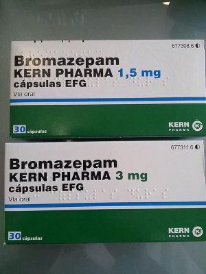 Ejemplo de medicamentos que se parecen en diseño. Es el mismo medicamento, un ansiolítico. La diferencia está en que uno contiene 1,5 mg y el otro 3 mg