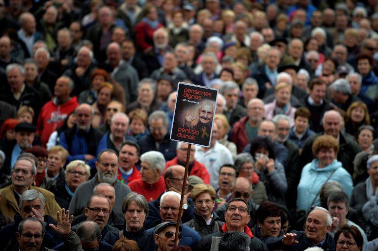 Manifestación de pensionistas en Bilbao el pasado 9 de abril. 