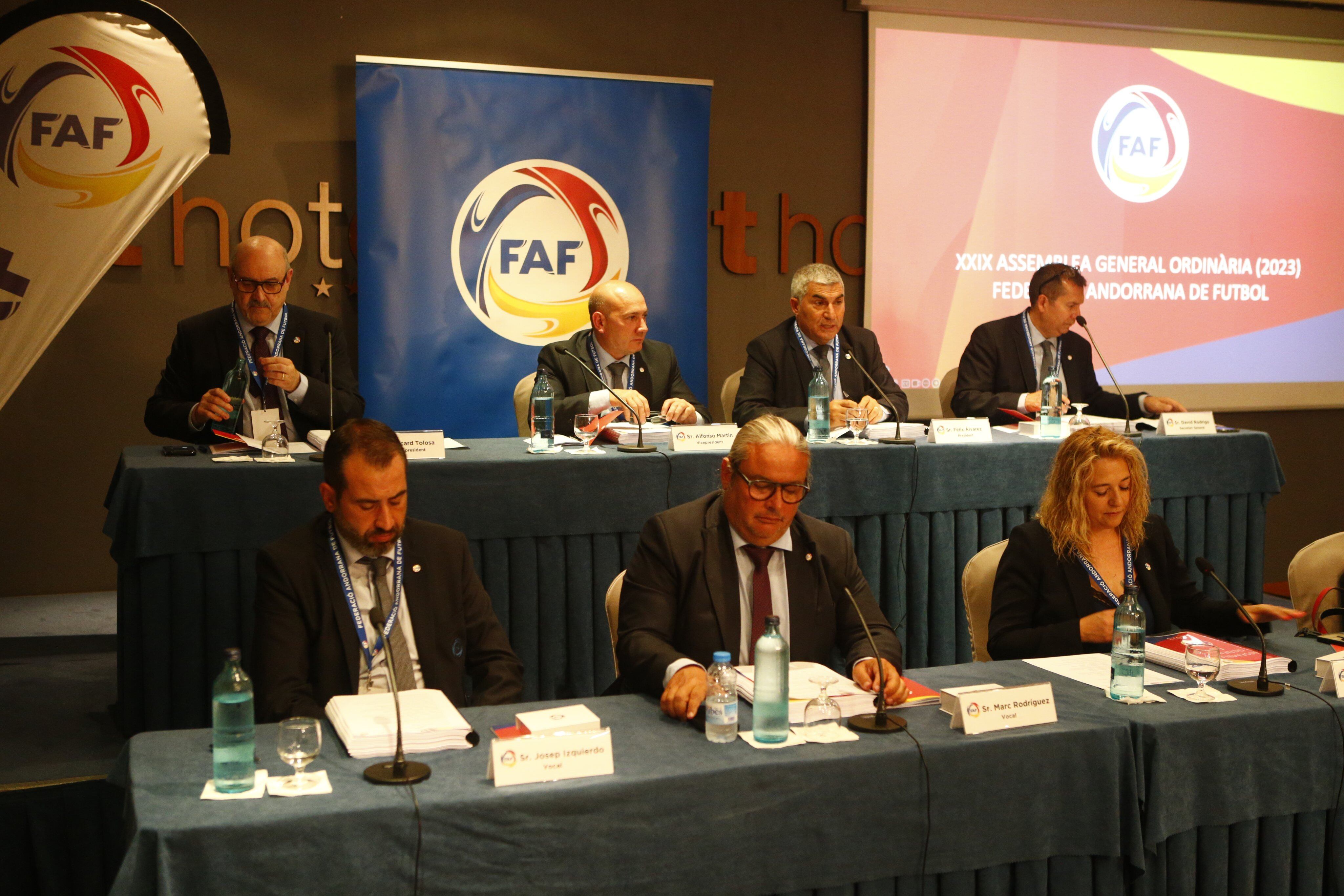 Un moment de l'assemblea general de la FAF celebrada aquest dijous a Andorra la Vella.