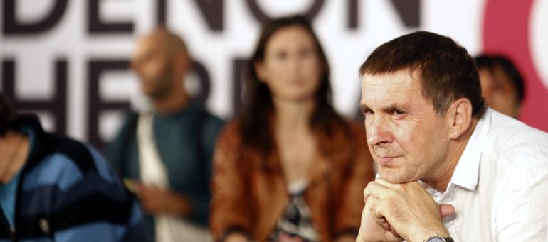 Arnaldo Otegi, durante el acto electoral celebrado en Llodio