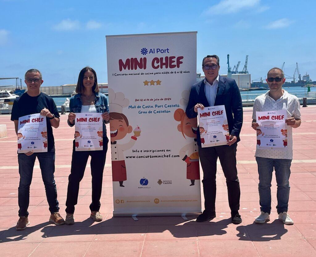 Ramón Raolid, jefe de estudios de la Escuela de Hostelería del Grao; Patricia Artero, representante de Divercuina; Rubén Ibáñez, presidente Autoridad Portuaria de Castellón y Quino Guillem, organización Divercuina