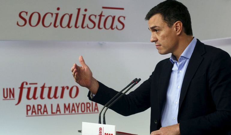 El líder de los socialistas, Pedro Sánchez, durante uno de sus actos. 