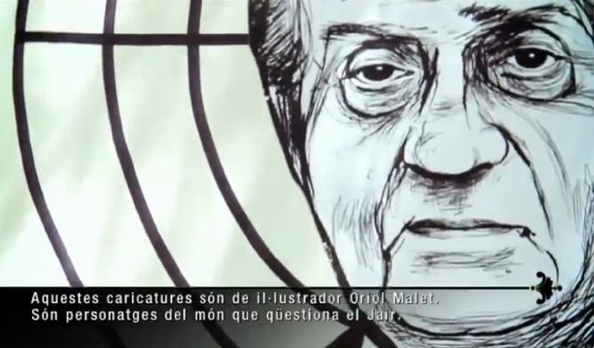 La caricatura del rey Juan Carlos contra la que se disparó en el programa "Bestiari il.lustrat" de la televisión catalana
