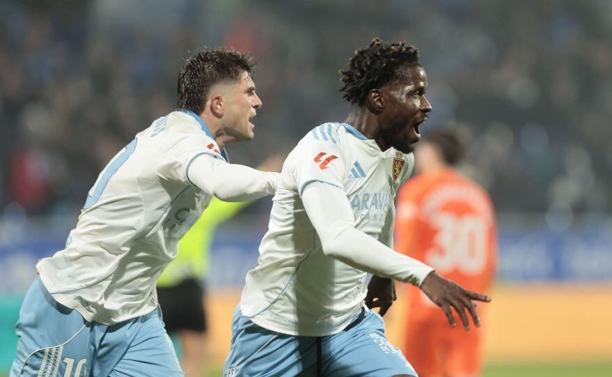 Paul Akouokou celebra su gol contra el flial de la Real Sociedad
