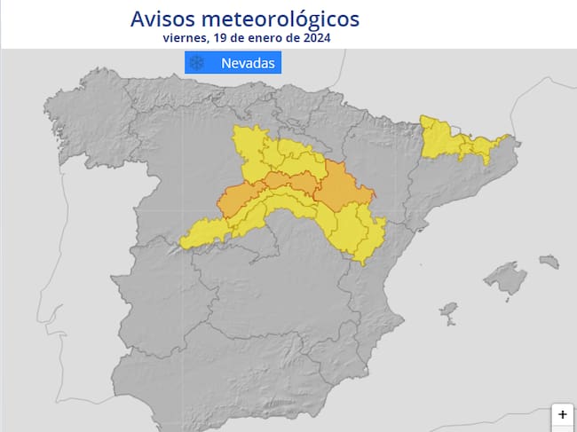Avisos meteorológicos para el viernes 19 de enero.