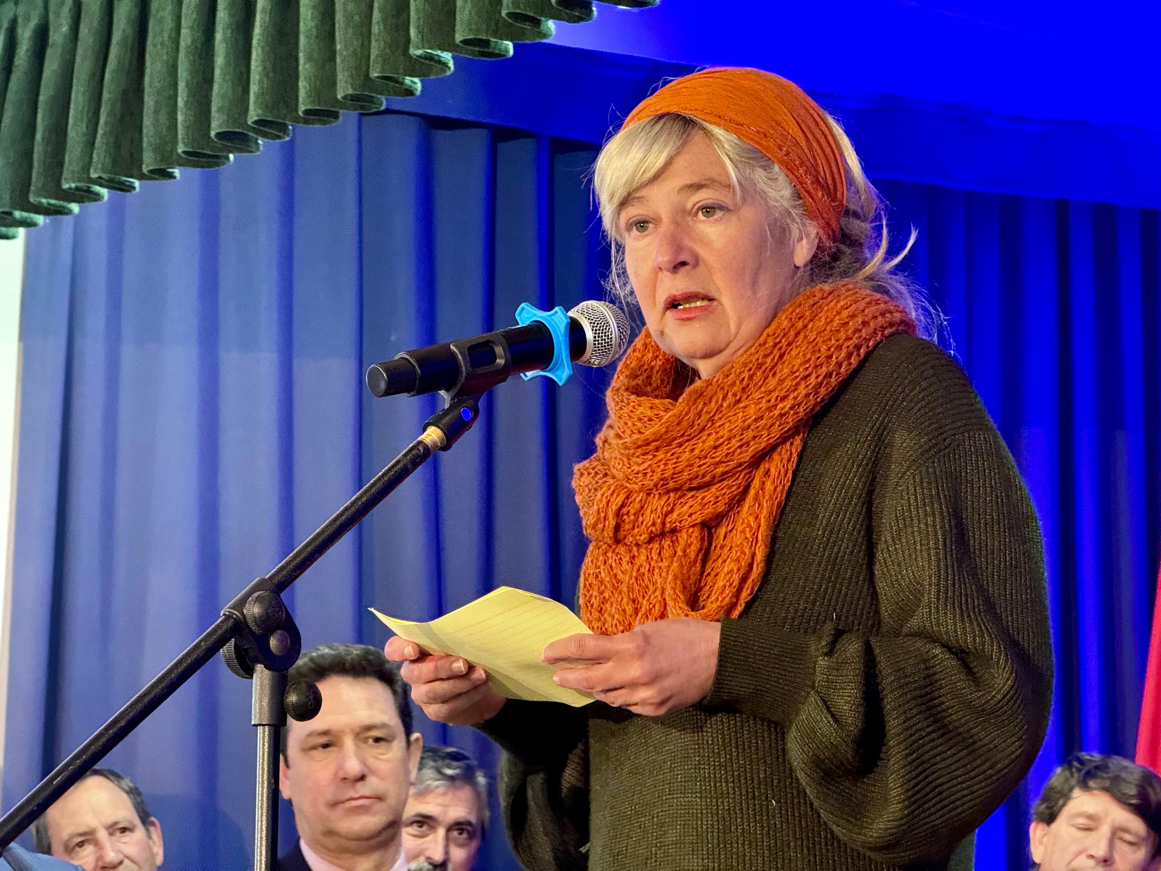 Beatriz Casco durante el discurso de entrega del premio