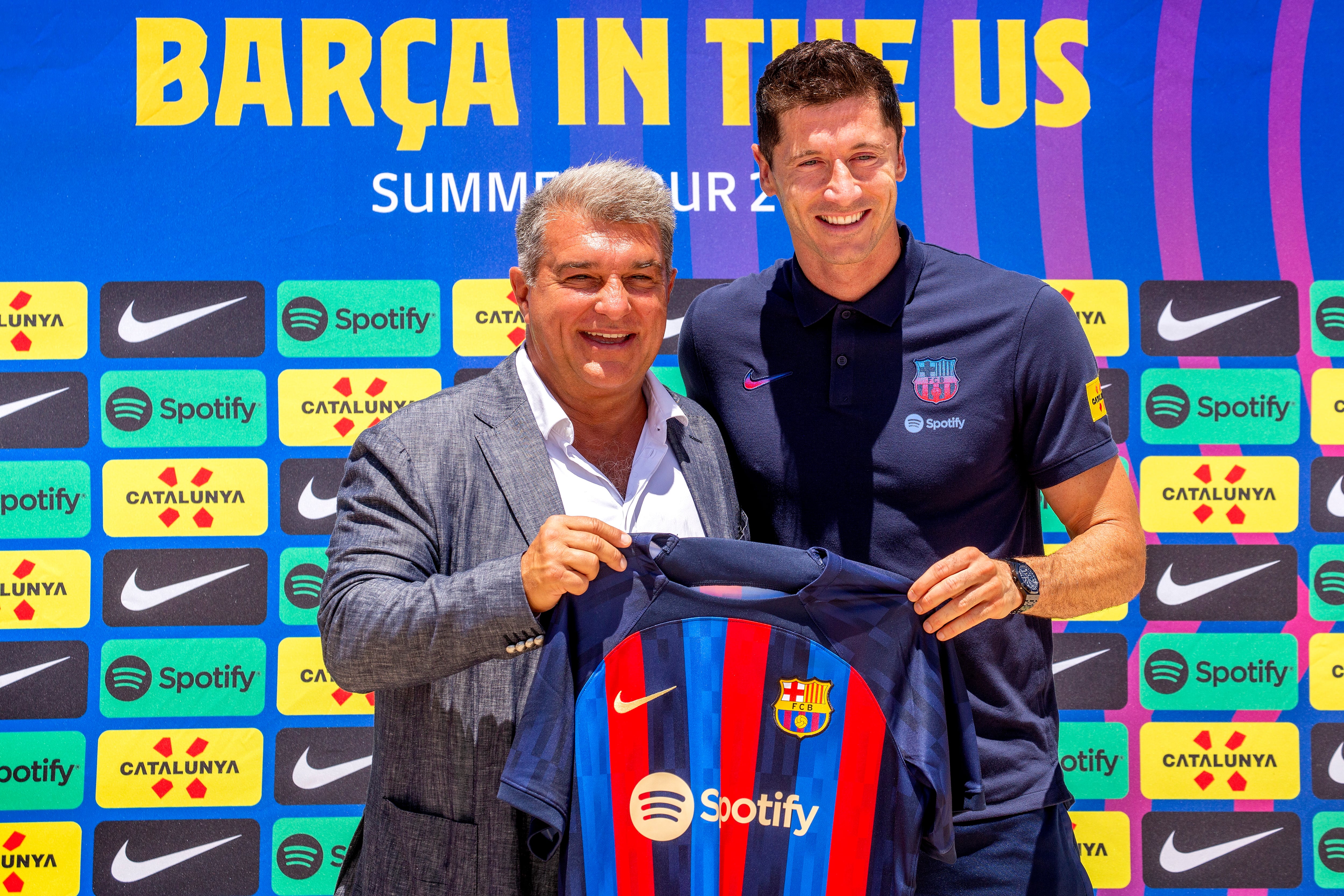 Joan Laporta y Robert Lewandowski